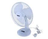 White 12" 3 Speed Oscillating Desk top Fan with adjustable tilt Cold Air For Office and Home