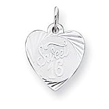 Sterling Silver Sweet Sixteen Heart Disc Charm