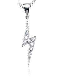 Designer Style Sterling Silver Lightning Bolt Pendant Necklace with 18 inch Chain