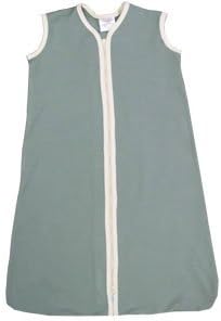 Organic Sleeveless Interlock Newborn Cozie Sack (M - 6-12 Mo., 15-24 lbs., 26-30 inches, Sage)