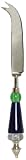 Decorative Cheese Knife With Blue, Clear and Green Glass Handle Set / 2