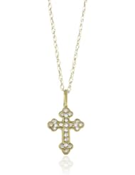 KC Designs "Faithfully Yours" Diamond 14k Yellow Gold Baby Byzantine Cross, 16"