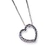 Sterling Silver Purple CZ Heart Slide on Chain Necklace - 18 Inch - Italian