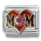 Clearly Charming October Gold Pink Tourmaline Czech Crystal Mom Heart Italian... by Clearly Charming