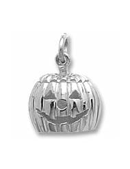 Rembrandt Charms, Jack O Lantern Charm in Solid Sterling Silver or Gold