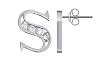 Clear Cubic Zirconia S Initial Post Back Sterling Silver 0.5" X 0.25" Stud Earrings