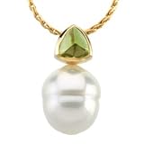14K Yellow or White Gold Paspaley South Sea Cultured Pearl and Peridot Pendant - Various Sizes