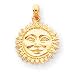 14k Solid Polished 3-Dimensional Sun Pendant - Measures 23x16mm