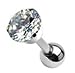 Cartilage Tragus Barbell with 5mm Clear Round Cz Prong Top