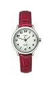Timex 2E791 Women's Round Dial Silver-Tone Dress Watch with Red Genuine Leather Band