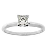 3/4 ct Princess Cut Diamond Solitaire Ring in 14K White or Yellow Gold (D Color, I3 Clarity, 0.75 carat, yellow or white band)