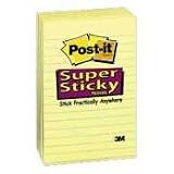 Post-it Notes, Original Pad, 4 Inches x 6 Inches, Lined, Canary Yellow, 100 Sheets per Pad, Five Pads per Pack