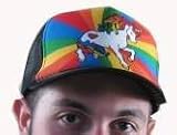 Unicorn Rainbow Trucker Hat Baseball Cap Has Plastic Adjustable Snap Back