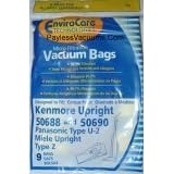 Kenmore 50688 Vacuum Bags Microfiltration with Closure - 9 Pack, Panasonic U-2 Vacuums.