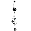 Semi Precious Obsidian Snowflake Stone Vine Dangle Belly Ring