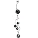 Semi Precious Obsidian Snowflake Stone Vine Dangle Belly Ring