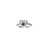 Sterling Silver Jet Crystal Filigree Heart Toe Ring