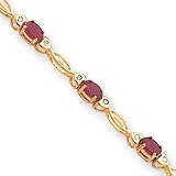 14k Diamonds and Rubies Fancy Diamond Ruby Bracelet - 7 Inch - Lobster Claw