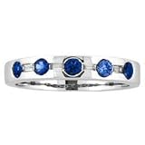 14k White Gold Round Tanzanite and Diamond Ring .49 TCW