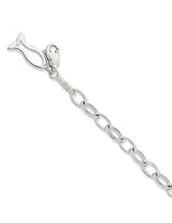 Sterling Silver Ichtus Dangle Link Bracelet QG1640-7.5"
