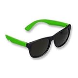 Neon Black & Green Plastic Wayfarer Sunglasses 80's