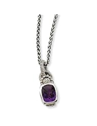 Antique Sterling Silver Diamond & Amethyst Necklace
