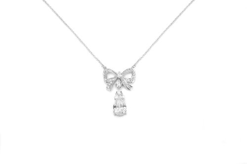 Sterling Silver Cubic Zirconia Ribbon Pendant by Crislu