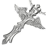 Urban Male Winged Cross Pendant & Chain For Men In Stainless Steel