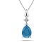 Pear Shaped Blue Topaz & Diamond Pendant in White Gold
