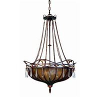 Casbah 5 Light Crystal and Heirloom Gold Basin-style Pendant Ceiling Lighting Fixture by Troy