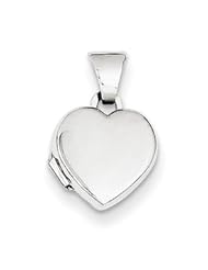 Genuine IceCarats Designer Jewelry Gift 14K White Gold Polished Heart-Shaped Locket