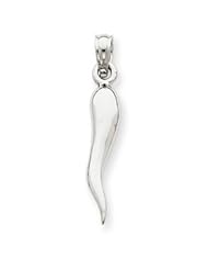 14k Gold WG Small Italian Horn Pendant