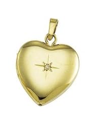 14K Yellow Gold Heart Locket With Diamond