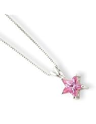 Sterling Silver Pink CZ Star Necklace QG1963-18"