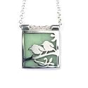 Silver Little Birds Stained Glass Necklace