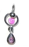 Belly Ring in Question Mark Style with Pink Gemstone