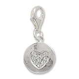 Crystal Heart on a Disk Charm with Lobster Clasp