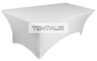 TEKTRUM 6 FT LONG RECTANGULAR STRETCH TABLECLOTH DJ JACKET COVER FOR TRADE SHOW - PREMIUM FABRIC (White)