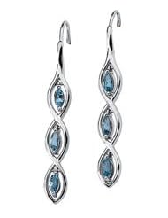 Ann Harrington Jewelry 14k White Gold 5x2.5 mm 3 Stone Marquise Cut Genuine Aquamarine Earrings