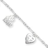 Sterling Silver Heart w/Cross& I am Loved Bracelet