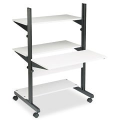 Buy Cheap Tiffany Industries 8432SOMECBLK Soho Adjustable Mobile Computer Table, 32w x 31d x 50h, Medium Cherry Laminate