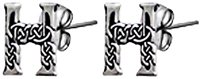 Celtic Letter "H" Pewter Stud Earrings