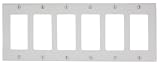 Leviton 80436-W 6-Gang Decora/GFCI Device Decora Wallplate, Standard Size, Thermoset, Device Mount, White