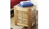 WALNUT WOOD CRISS CROSS EFFECT LAUNDRY BASKET W/HINGED LID