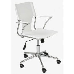 Power Leatherette Office Chair - White (White) (17.5H x 22W x 37D) by Euro Style