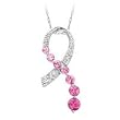 Created Pink Sapphire and Diamond Pendant in 10K White Gold
