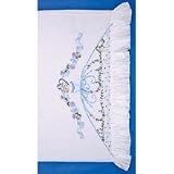 Lace Edge Colonial Lady Stamped Pillowcase-Ribbon & Bows