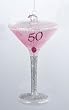 Happy Hour Mouth Blown Glass "50 & Fabulous" Martini Cocktail Christmas Ornament