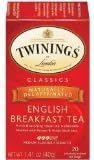 Twinings English Breakfast Tea, Decaffeinated, Tea Bags, 20-Count Boxes (Pack of 2)