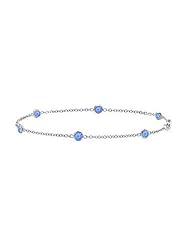 Bezel Set Sapphire Station Bracelet By The Yard in 14k White Gold 7 Inch Length With 0.60 Carat